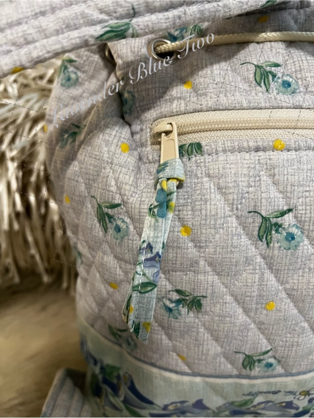 Vintage VERA BRADLEY Watercolor 1999 Mimi Flap Backpack Pastel. Green Floral - Picture 5 of 13